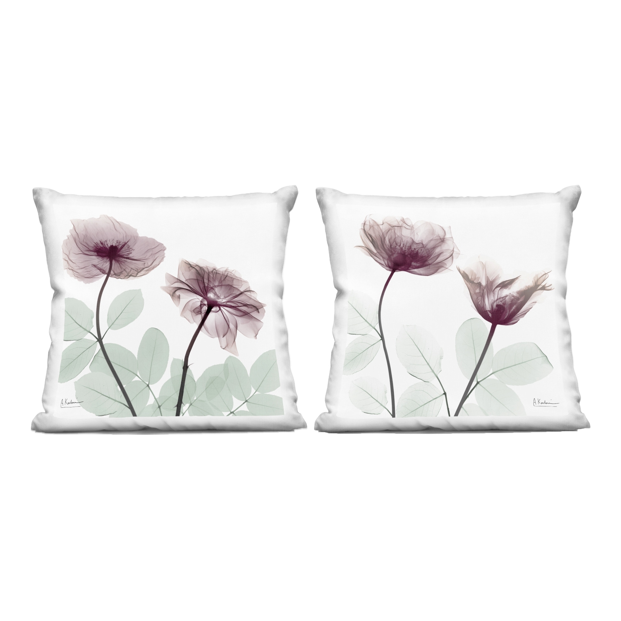 Stupell Delicate Mauve Flowers Decorative Printed Throw Pillow Design by Albert Koetsier (Set of 2)