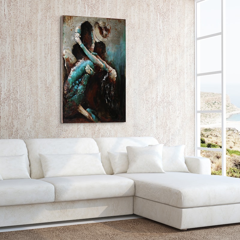 "Ballroom Dancers" Mixed Media Iron Hand Painted Dimensional Wall Art