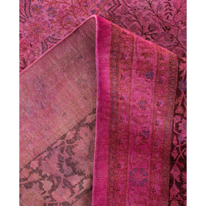 Overdyed One-of-a-Kind Hand-Knotted Square Area Rug - Pink - 12' 4" x 12' 6"