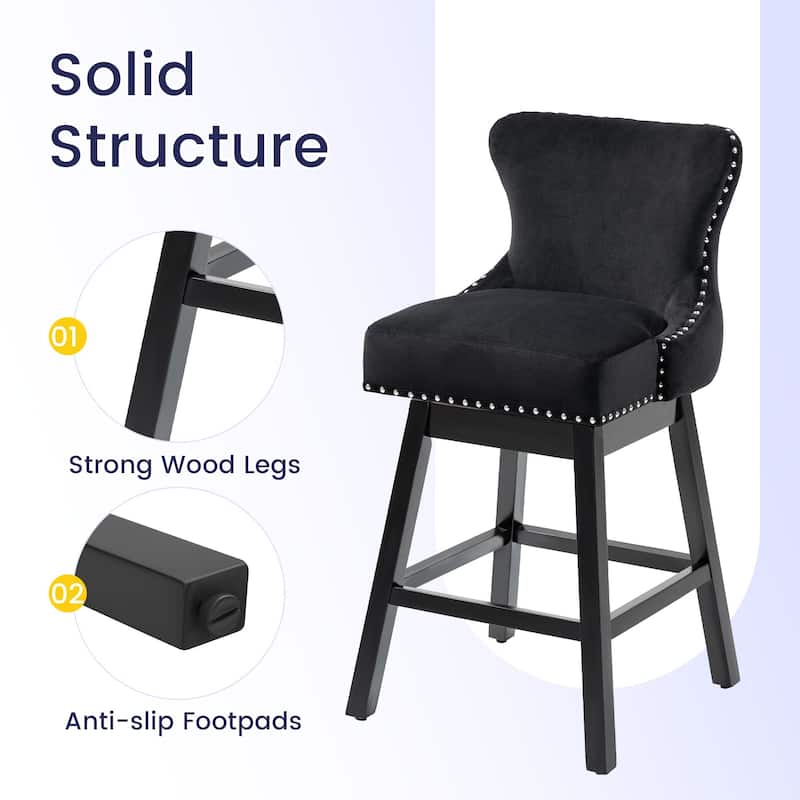 AVAWING Set of 4 Upholstered Fabric Bar Stools Chairs