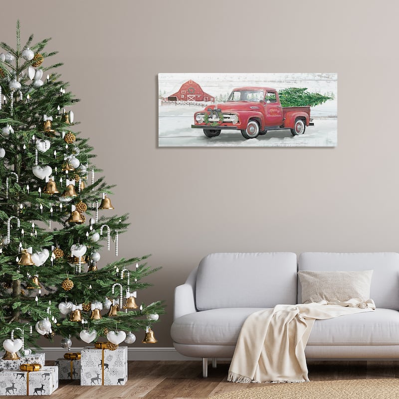 Stupell Christmas Truck on Snowy Farm Canvas Wall Art Design By Mollie B.