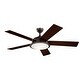 preview thumbnail 1 of 11, Kichler Verdi 56 Inch LED Ceiling Fan Olde Bronze with Dark Walnut and Weathered Medium Oak Blades
