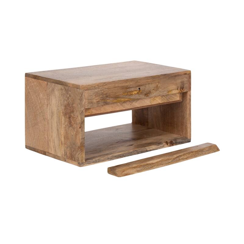 Kate and Laurel Reid Floating Wood Side Table with Open Storage