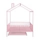 preview thumbnail 13 of 15, Contemporary Mordern Design Full Size House Platform Bed,Solid Metal Bed with Trundle,Semi-Enclosed Fence