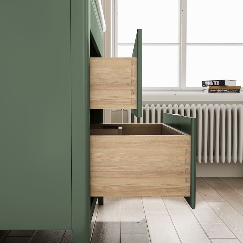 Modland 36" Freestanding Bathroom Vanity with Carrara Marble Top, Soft-Close Drawers, Fully Assembled, Green/Grey - 36 inch