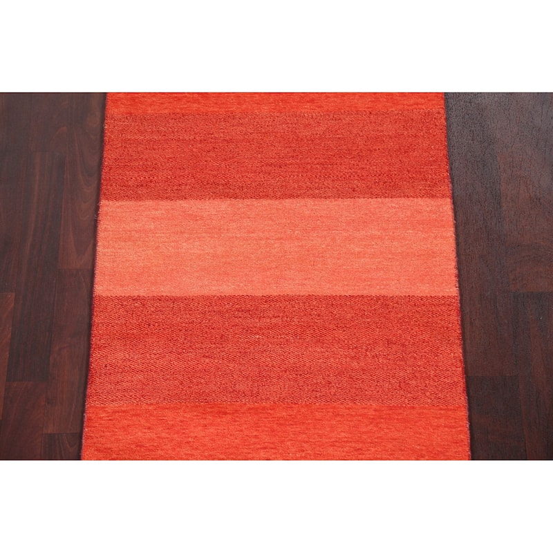 Modern Gabbeh Kashkoli Runner Rug Hand-knotted Oriental Wool Carpet - 2'7" x 9'6"