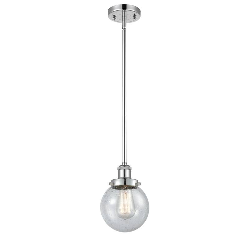 Innovations Lighting Beacon 6" Wide Mini Pendant - Rod Hung - Polished Chrome / Seedy