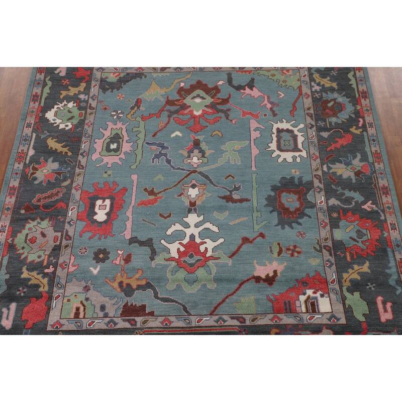 All-Over Oushak Oriental Area Rug Hand-Knotted Wool Carpet - 8'4" x 9'9"
