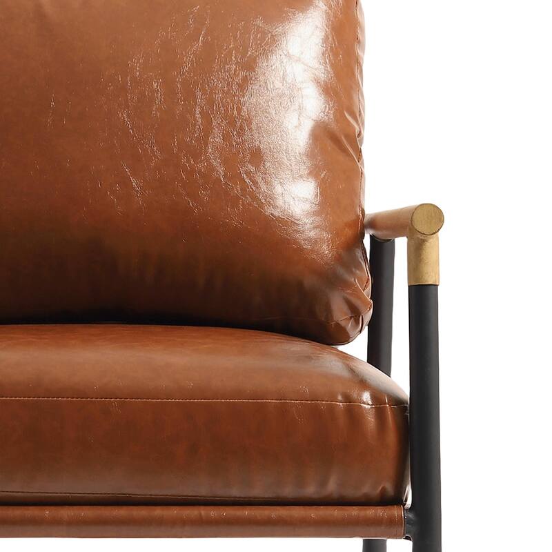 Anis 27'' W Vegan Leather/ Chenille Metal X Base Accent Chair Set of 2