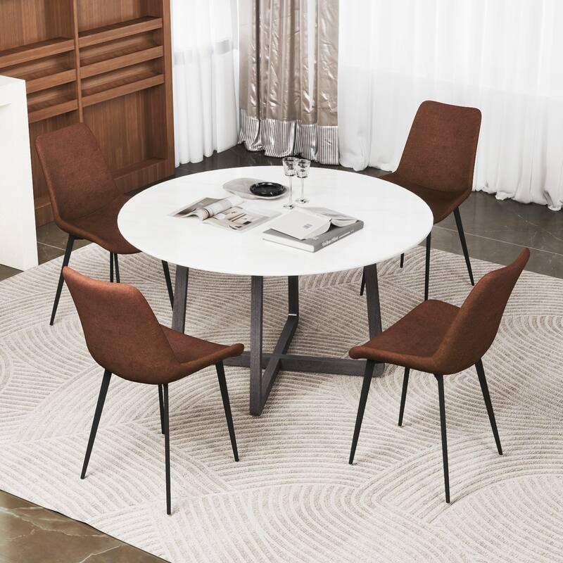 Gymax Dining Chair Set of 4 w/ Metal Legs Padded Seats & Backs for