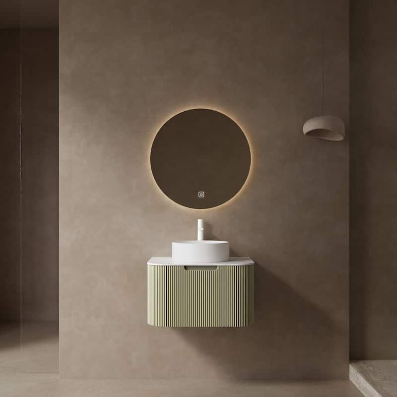 Modland Wall Mounted 24/30/36inch Bathroom Vanity Vessel Sink Combo Cabinet Vanity Set, Floating Vanity ror Bathroom