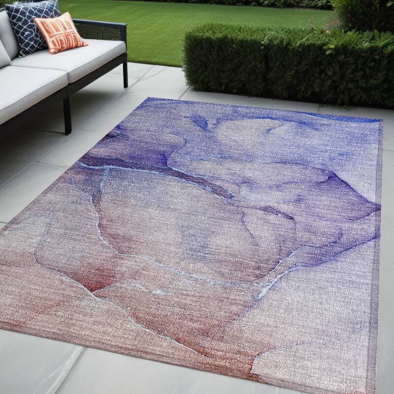 Fax Unique Abstract Weather Resistant Versatile Elegance Outdoor Rug - 5' X 8' - Multi