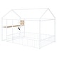 preview thumbnail 15 of 17, White Full Size Metal Bed with Desk, House Bed Frame with Shelves and USB Ports