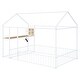 preview thumbnail 15 of 15, White Full Size Metal House Bed Frame w/Desk Power Outlets USB Ports