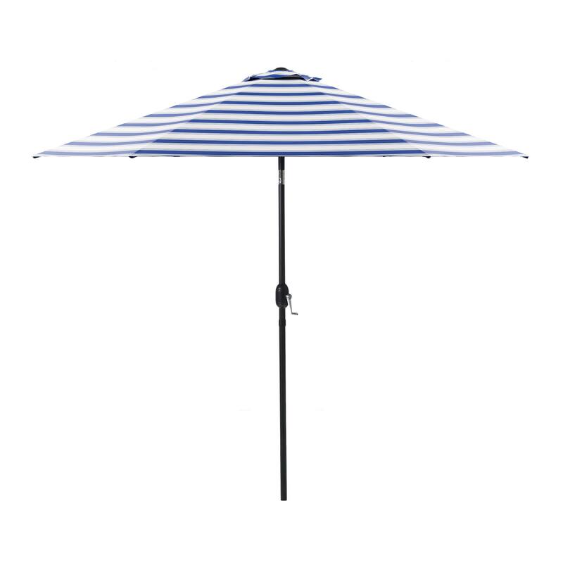 9FT Outdoor Patio Iron LegsTilt-Adjustable Round Tilting Umbrella