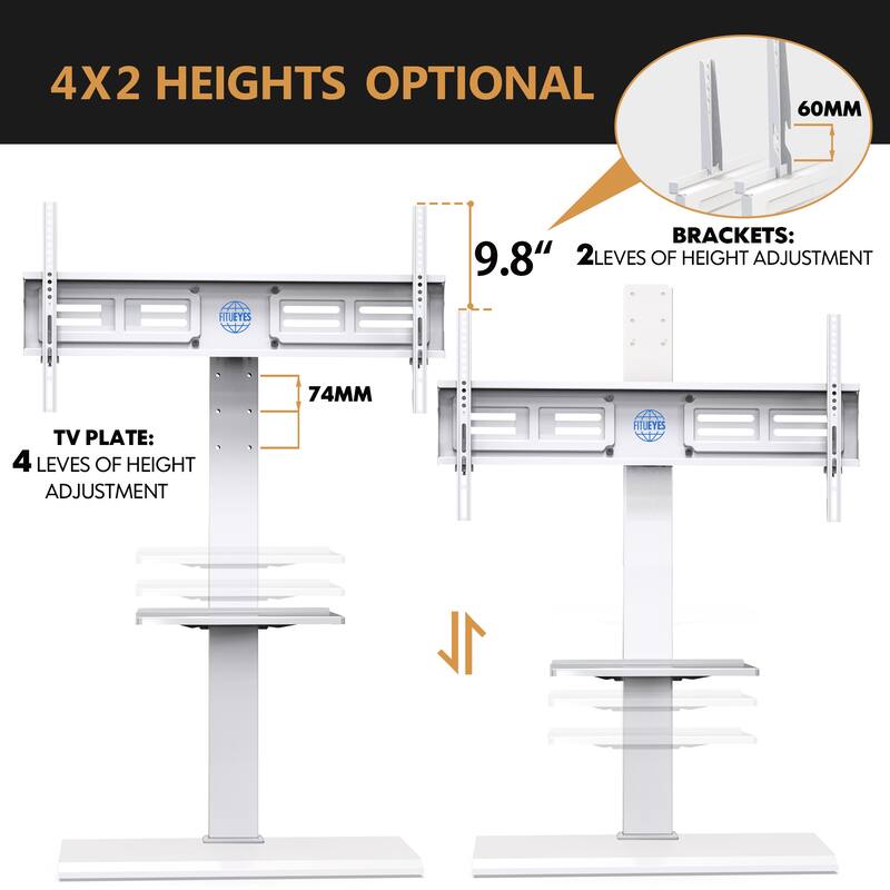 FITUEYES Modern Universal Floor TV Stand for TVs up to 80 inch Iron Base,Hold Up To 110 Lbs