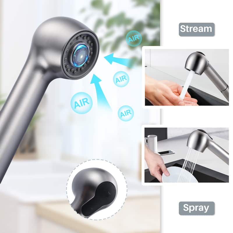 WOWOW Modern Single Handle Pull Down Kitchen Faucet