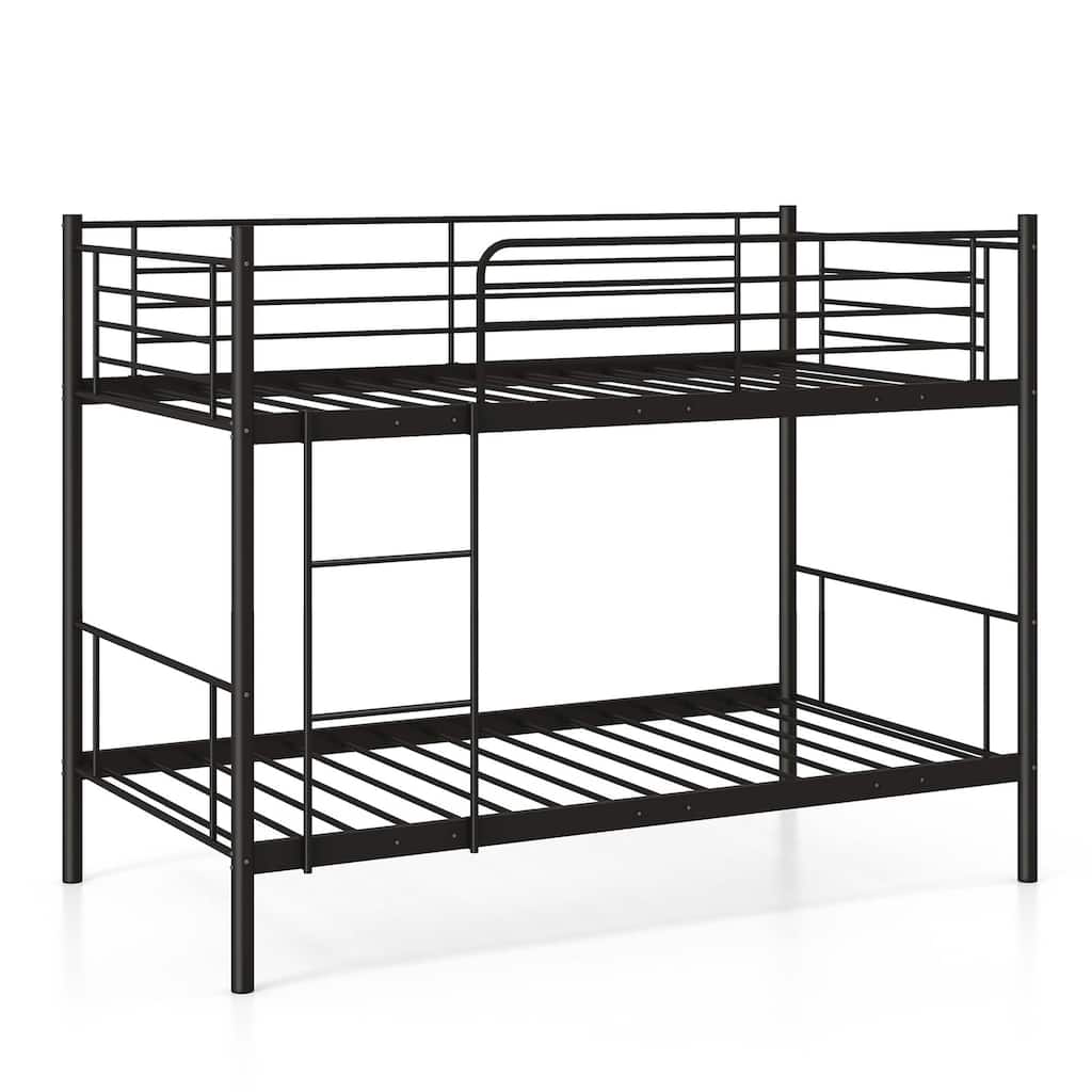 Costway Metal Twin Over Twin Bunk Bed with Built-in Ladder Safety