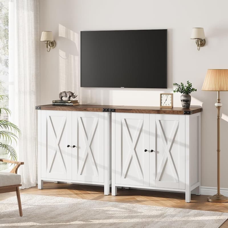 Storage Cabinet 15.7" d x 30" w x 31.5" h, Sideboard Buffet Cabinet with 2 Doors and Adjustable Shelves