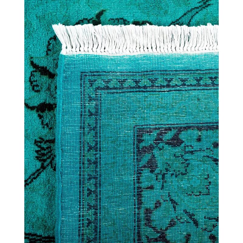 Overton Hand Knotted Wool Vintage Inspired Modern Contemporary Overdyed Blue Area Rug - 6' 2" x 9' 0"