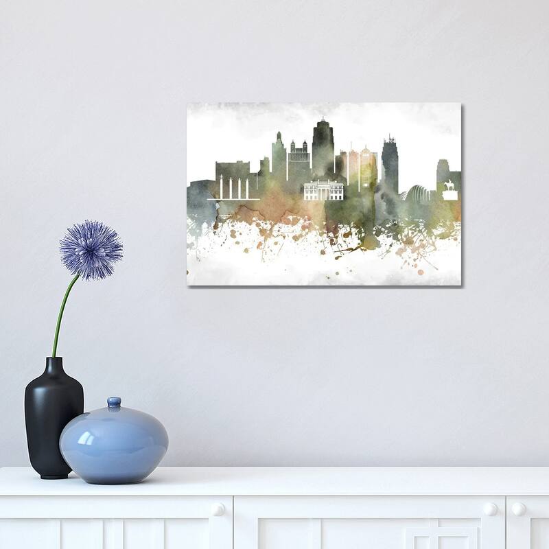 iCanvas "Kansas City Skyline" by WallDecorAddict Canvas Print - 12x18x1.5
