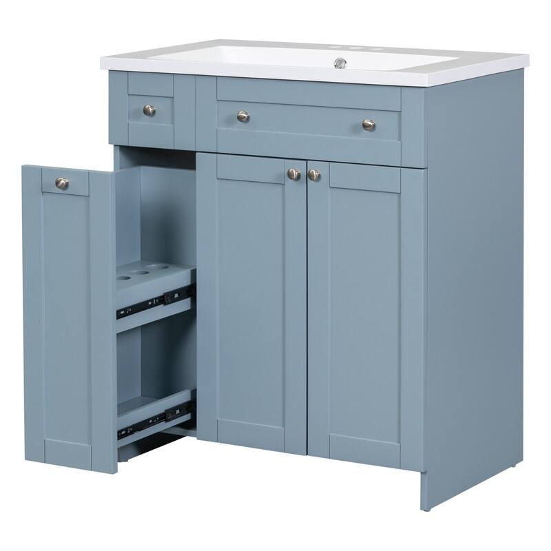 Single Sink 30" Bathroom Vanity with Combo Cabinet and Storage