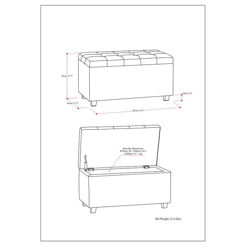 WYNDENHALL Essex 34-in. Wide Rectangular Storage Ottoman