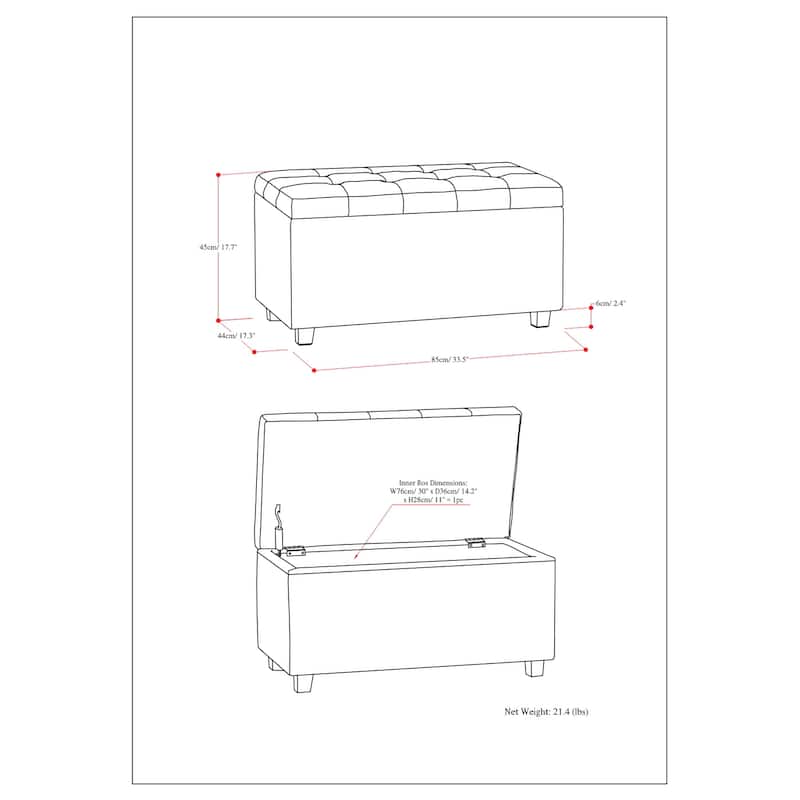 WYNDENHALL Essex 34-in. Wide Rectangular Storage Ottoman