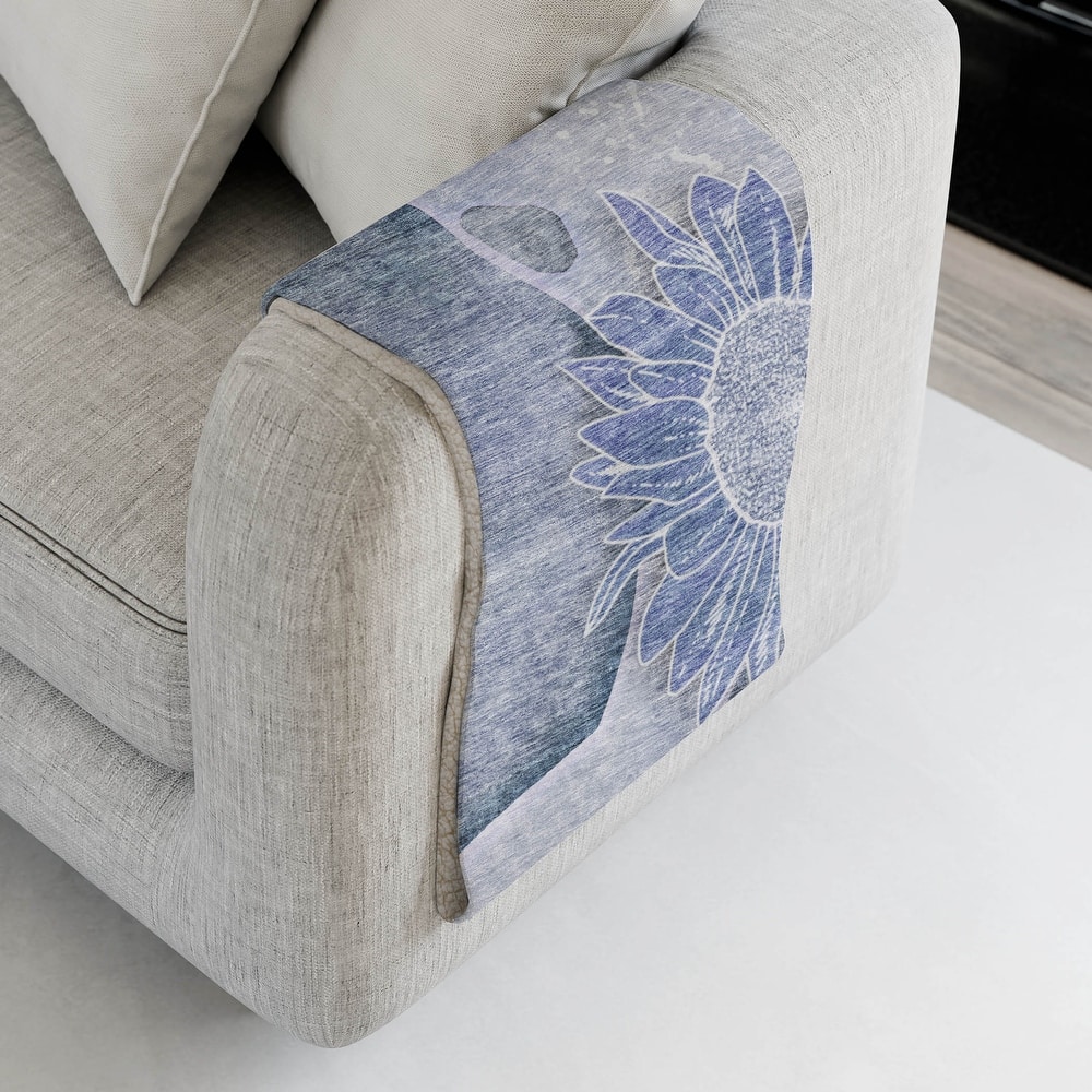 Premium Machine Washable Abstract Floral Sherpa Throw Blanket