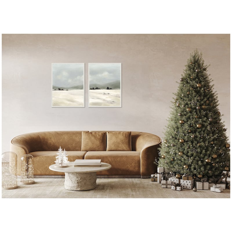 Kate and Laurel Sylvie Beaded December Mist - 2 Piece Framed Canvas Art Set by Mackenzie Nelson
