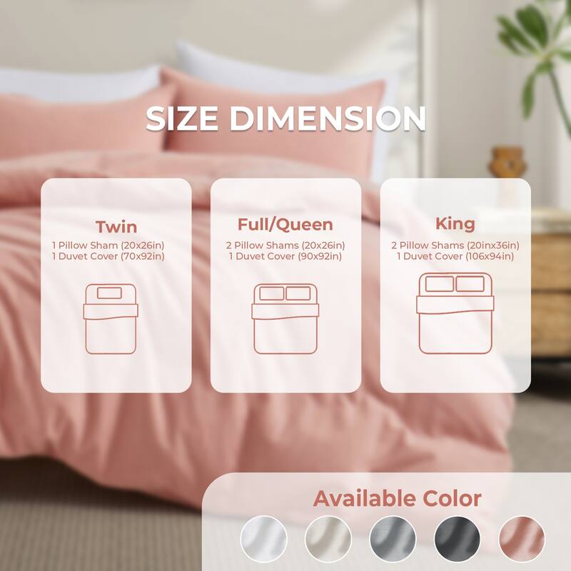 Flax Linen Cotton Blend Duvet Cover Set, Durable, Breathable and Moisture-Wicking, 3 Piece Bedding Set