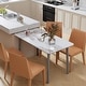 preview thumbnail 11 of 25, 55” Rectangular Kitchen Dining Table Sintered Stone Tempered Glass Top with Metal Frame Table