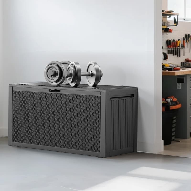90 Gallons Lockable Deck Box Outdoor Indoor Storage