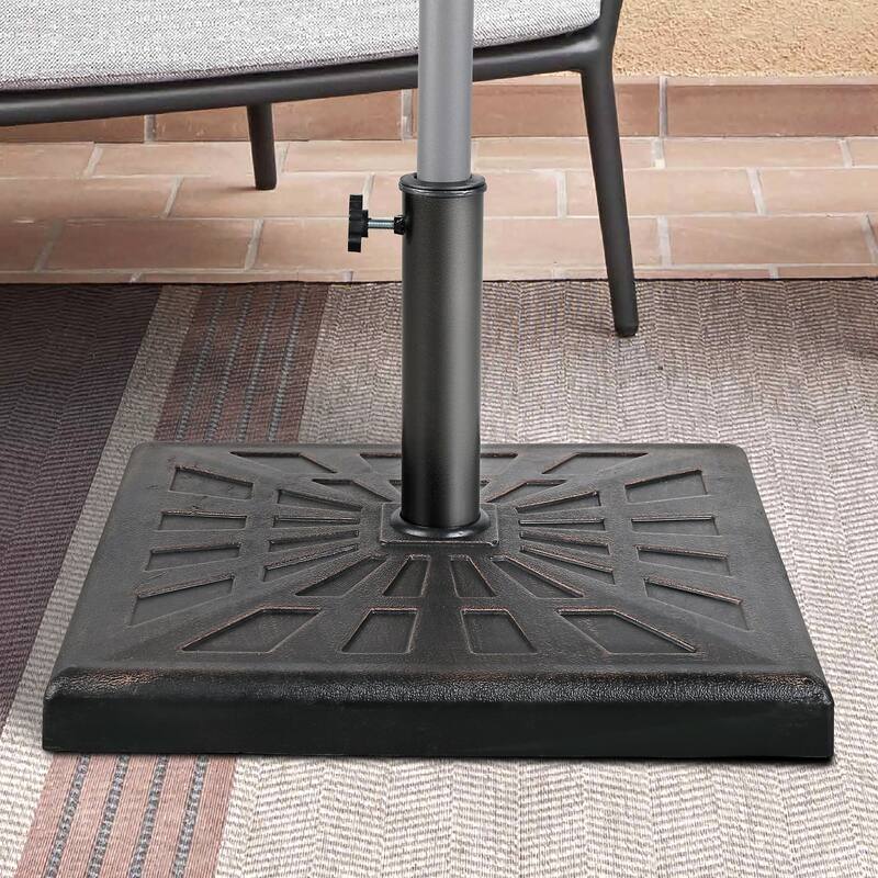 Square Resin Patio Market Umbrella Base Stand - Bronze