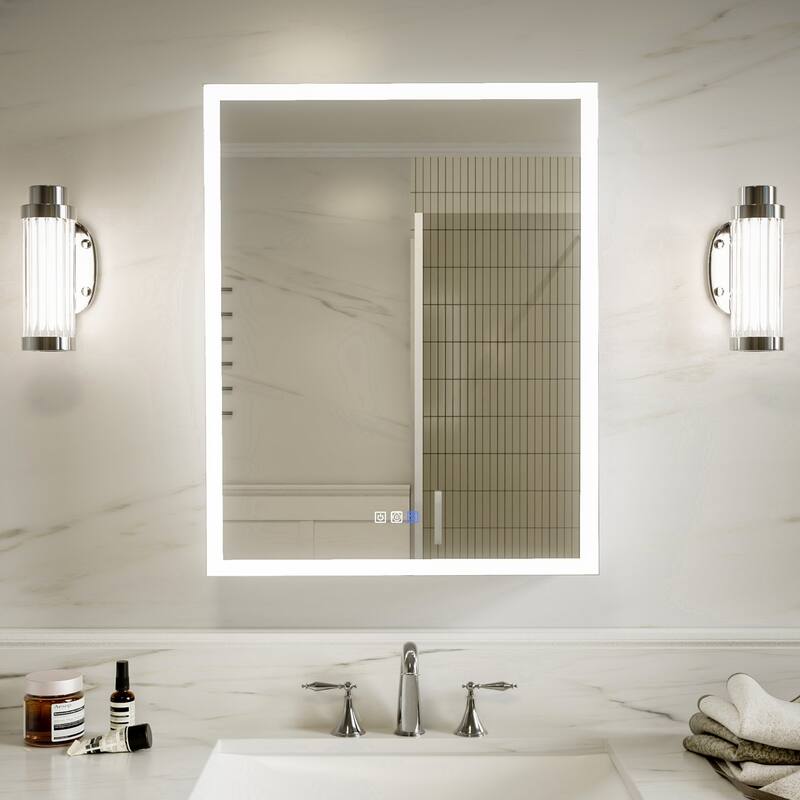 Modland 24"-30"W x 30"H LED Bathroom Medicine Cabinet with Mirror Anti-Fog,Surface or Recessed Mount