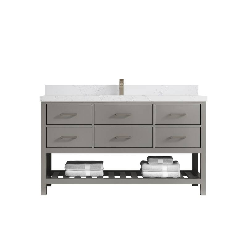 Willow Collections 60 in. W x 22 in. D Parker Single Sink Bathroom Vanity with Countertop - 2" Empira - Elephant Skin Gray