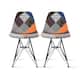 Set of 2 Mid-Century Modern Dining Side Chairs Armless Plastic Shell Seat with Black Metal Wire Eiffel Base, White