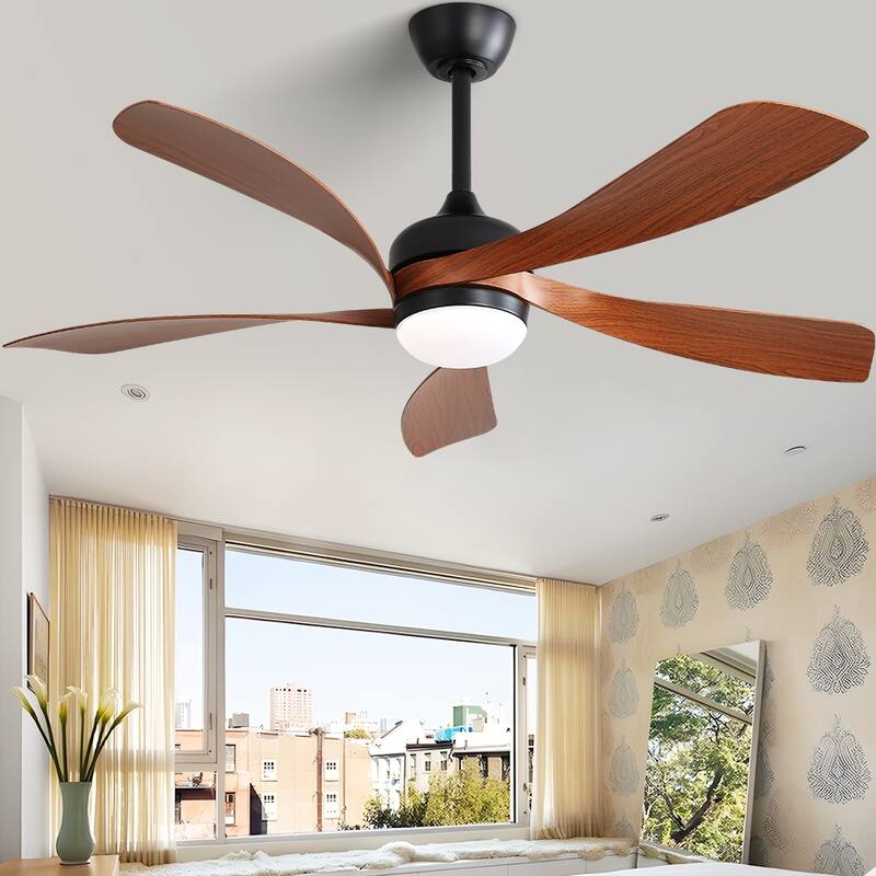52" Morden Plastic Blades Ceiling Fan with Remote Control and Reversible Motor, LED Light - 52 inch downrod ceiling fan
