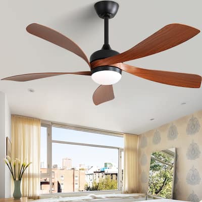 52" Morden Plastic Blades Ceiling Fan with Remote Control and Reversible Motor, LED Light - 52 inch downrod ceiling fan