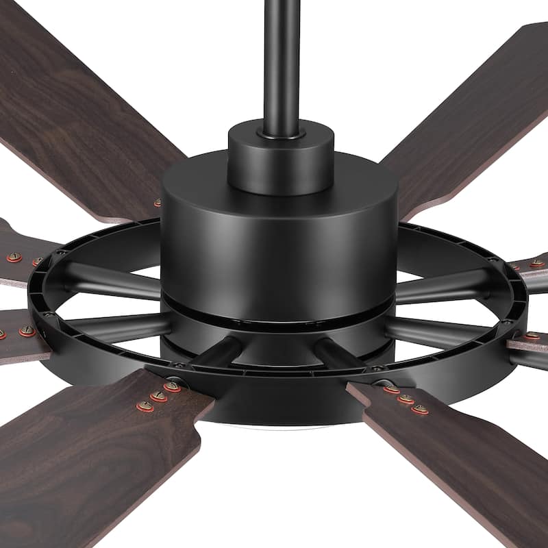 WINGBO 60-inch/72-inch 8-Blades Indoor DC Motor Ceiling Fan With LED Light and Remote Control