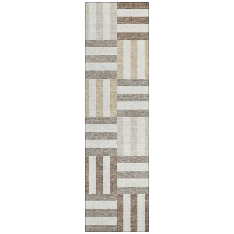 Machine Washable Indoor/ Outdoor Modern Hatch Chantille Rug