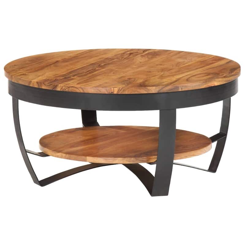 vidaXL Coffee Table 25.6"x25.6"x12.6" Solid Acacia Wood