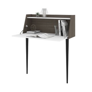 Bestar Skat Secretary Desk (White and Bark Gray)