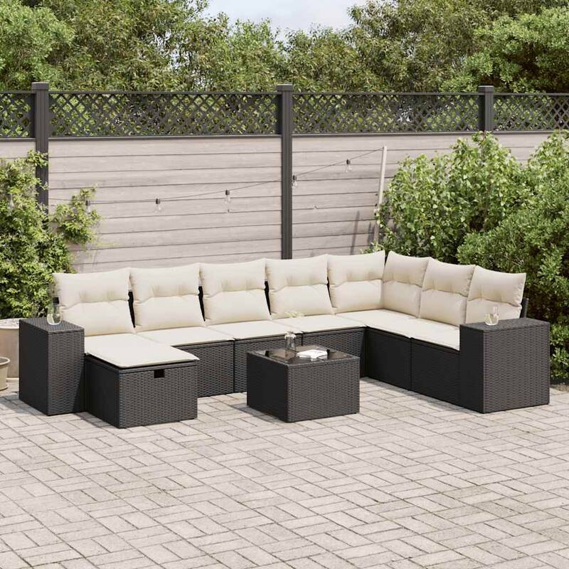vidaXL Garden Sofa Set - Black and cream Large with storage - form2