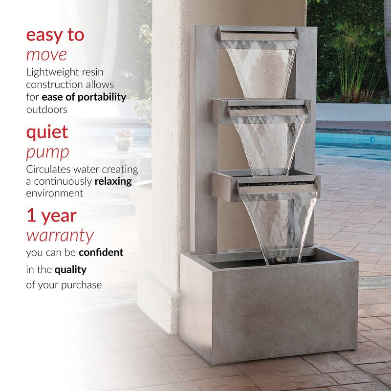 Alpine Corporation 43-inch Multi-tier Industrial Metal Patio Fountain