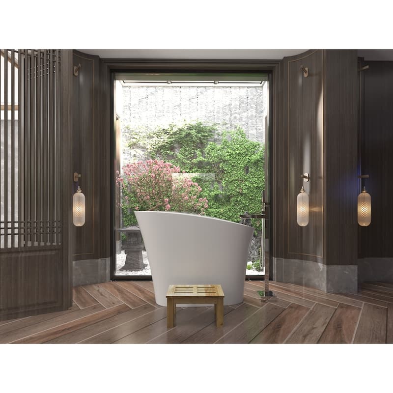 Modern Japanese Solid Surface Soaking Bathtub - White