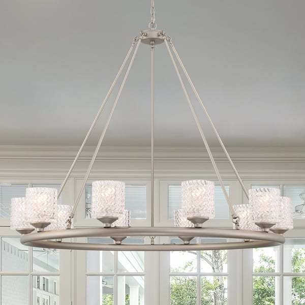 10 Light Crystal Wagon Wheel Candle Style Chandelier - 42.52"x42.52"x35 ...