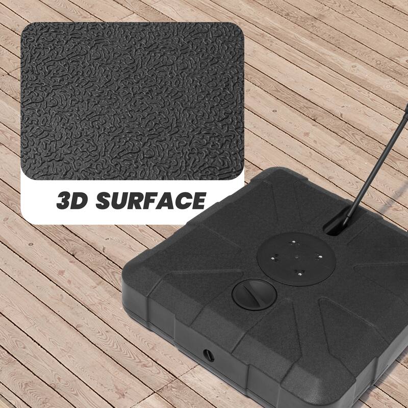 Heavy Duty Fillable Patio Umbrella Base Stand with Wheels and Drag Rod - 33.46 in L * 33.46 in W * 7.6 in H