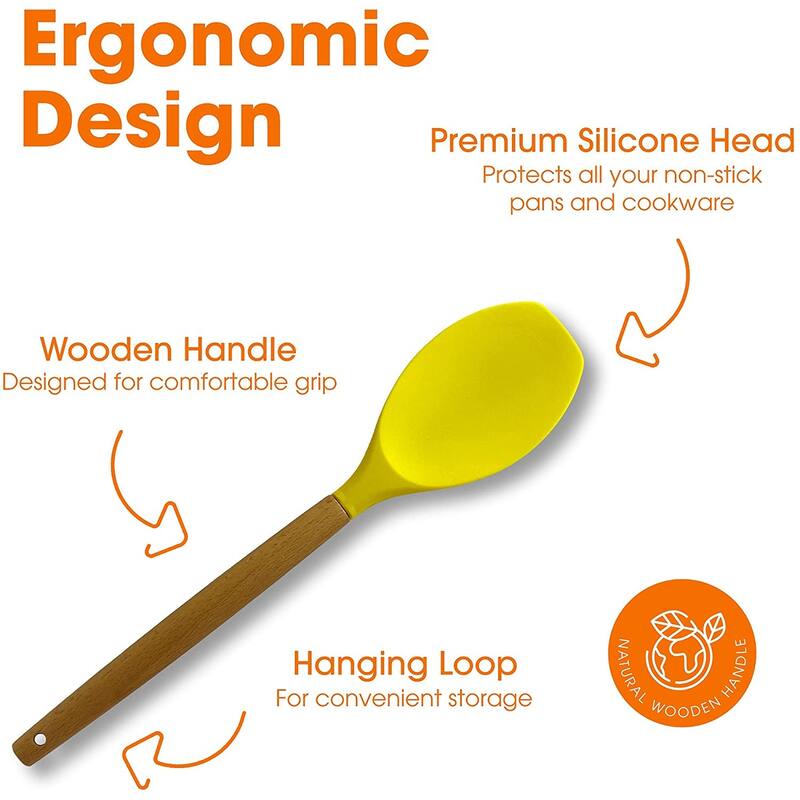 Cheer Collection Silicone Spatula Set with Wooden Handles