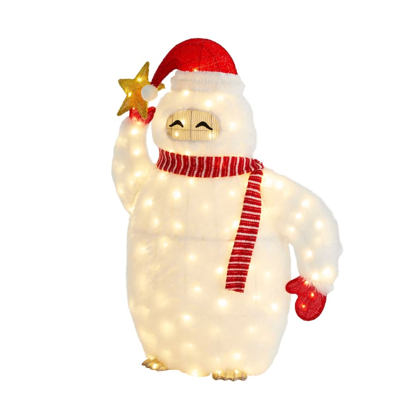 Glitzhome 42"H Christmas 3D Fabric Yeti Lighting Decor
